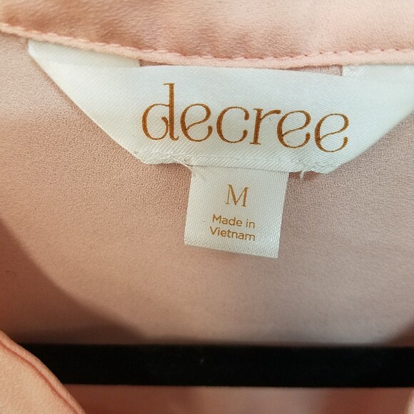 Decree Womens Sz M Peach Solid 3/4 Sleeve Blouse - Picture 6 of 9